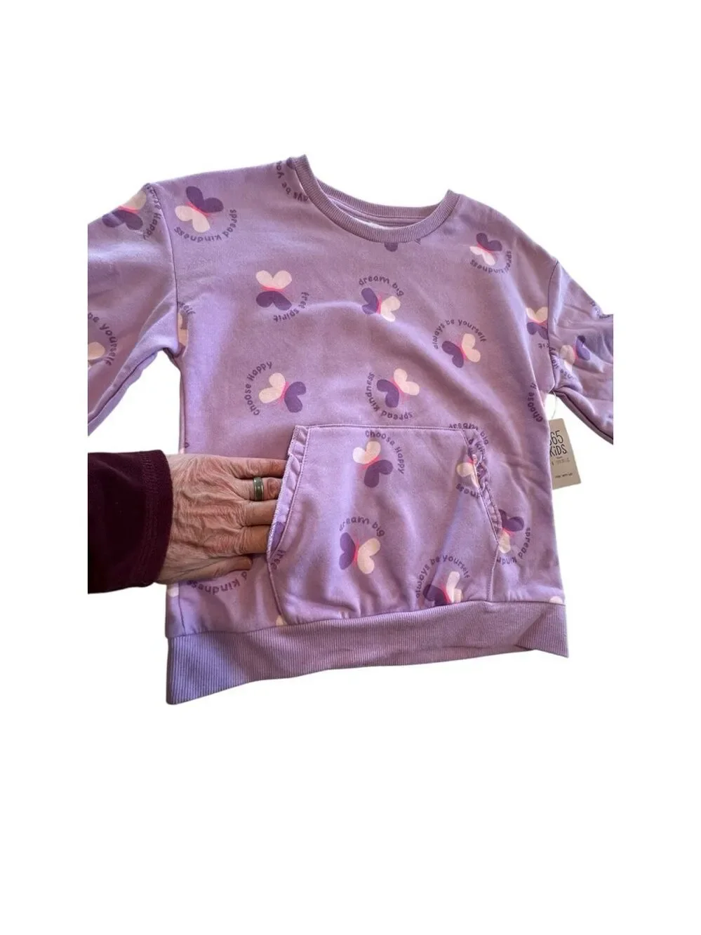 Garanimals Girls 7 Sweatshirt Purple Hippie Dream Big Butterfly Long Sleeve NWT